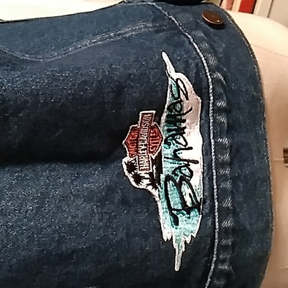 Vintage red tag Levis denim jackets Harley Davidson patches - Picture 5 of 7